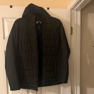 Unisex Black Hooded Puffer Jacket